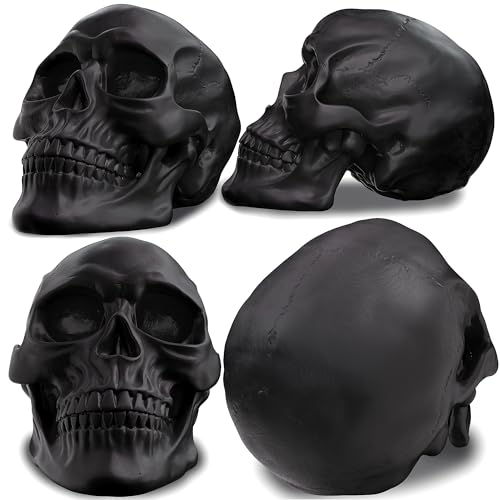 READAEER Life Size Human Skull Model 1:1 Replica Realistic Human Adult Skull Head Bone Model (Black)