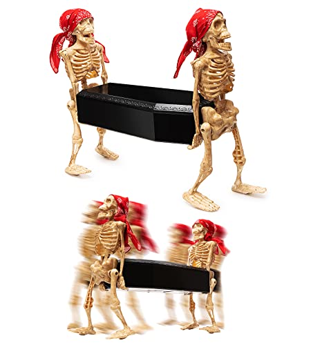 Large 22.6" Animated Walking Skeletons Coffin Animatronics - Large Corpses Decoration, Indoor & Outdoor & Moving Yard Decor - Lights Up - Spooky Goth for Home, Scary Haunted, Skull Casket