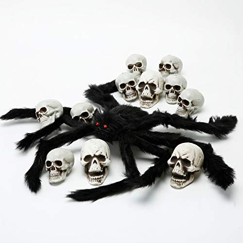 Boao 8 Pieces Halloween Skulls Realistic Looking Skulls Human Skeleton Head Skull for Halloween Bar Home Table Decoration (1.8 x 1.8 x 2.4 Inches)