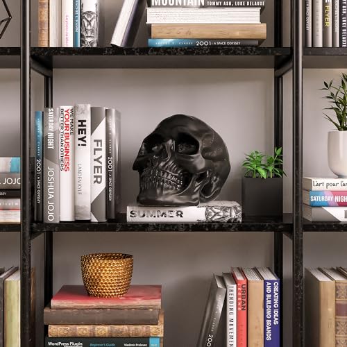 READAEER Life Size Human Skull Model 1:1 Replica Realistic Human Adult Skull Head Bone Model (Black)