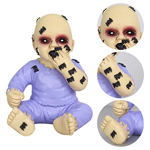 YYPLIAN Ghost Baby Doll Figurines, Halloween Scary Resin Small Statue Creepy Zombie Baby Statue Decor Desk Decor (A)