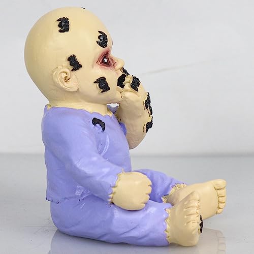 YYPLIAN Ghost Baby Doll Figurines, Halloween Scary Resin Small Statue Creepy Zombie Baby Statue Decor Desk Decor (A)