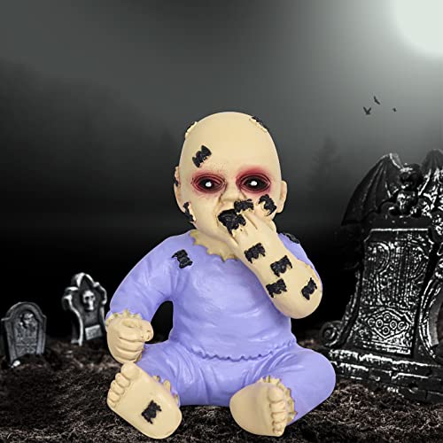 YYPLIAN Ghost Baby Doll Figurines, Halloween Scary Resin Small Statue Creepy Zombie Baby Statue Decor Desk Decor (A)