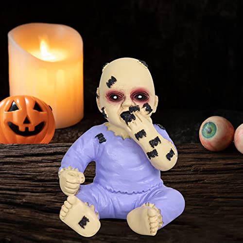 YYPLIAN Ghost Baby Doll Figurines, Halloween Scary Resin Small Statue Creepy Zombie Baby Statue Decor Desk Decor (A)