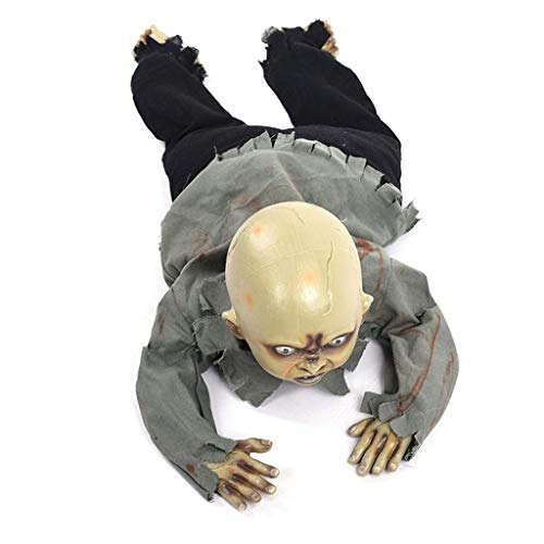 xiuersty Animated Crawling Creepy Doll Baby Zombie Ugly Haunted Ghost Babies Doll Animatronics Haunted Halloween Decor Props Decorations Indoor