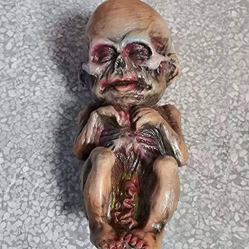 Alipis Pranks Zombie Doll Halloween Baby Doll Mummy Doll Statue Scary Ghost Baby Creepy Doll for Haunted House Decor Room Escape Scene Layout Ornament Pranks Zombie Doll