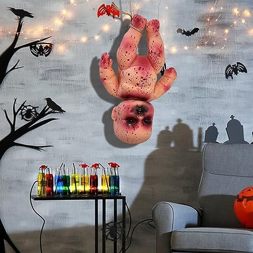 curfair Spooky Decoration Halloween Zombie Baby Doll Haunted House Terror Toy with Realistic Fake Blood Creepy Anime Ghost for Scary Pranks Parties Party Boy
