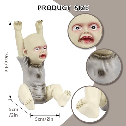 YYPLIAN Ghost Baby Doll Figurines, Halloween Scary Resin Small Statue Creepy Zombie Baby Statue Decor Desk Decor (C)