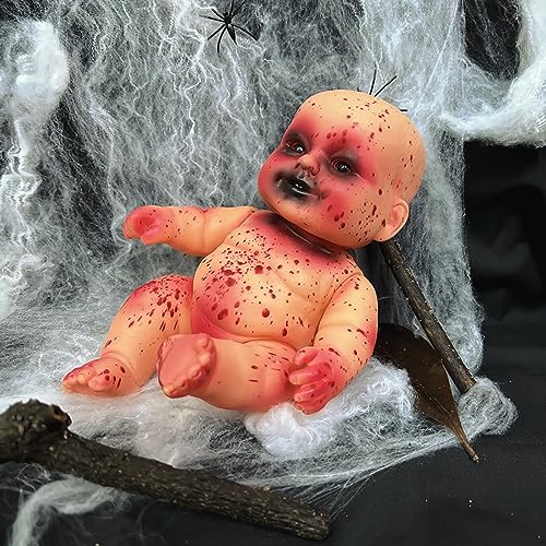 curfair Spooky Decoration Halloween Zombie Baby Doll Haunted House Terror Toy with Realistic Fake Blood Creepy Anime Ghost for Scary Pranks Parties Party Boy