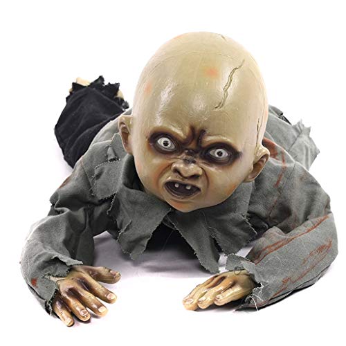 xiuersty Animated Crawling Creepy Doll Baby Zombie Ugly Haunted Ghost Babies Doll Animatronics Haunted Halloween Decor Props Decorations Indoor