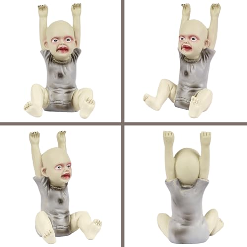 YYPLIAN Ghost Baby Doll Figurines, Halloween Scary Resin Small Statue Creepy Zombie Baby Statue Decor Desk Decor (C)