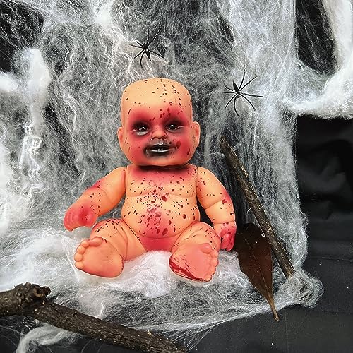 curfair Spooky Decoration Halloween Zombie Baby Doll Haunted House Terror Toy with Realistic Fake Blood Creepy Anime Ghost for Scary Pranks Parties Party Boy