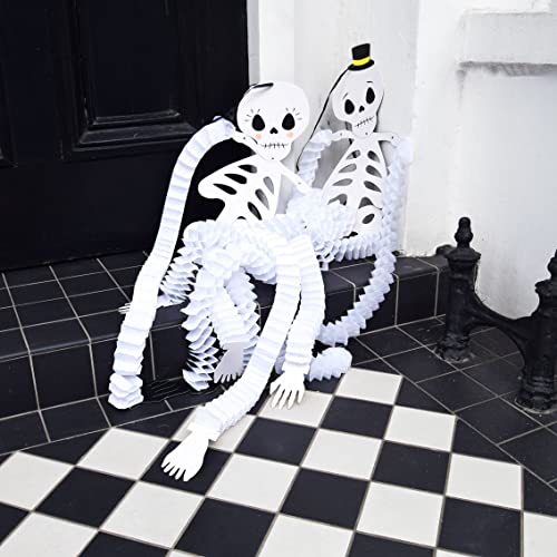 Talking Tables 2x Hanging Skeletons Halloween Party Decorations | Mr & Mrs Paper Honeycombs | Day of the Dead Skulls, Graveyard Props