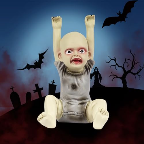 YYPLIAN Ghost Baby Doll Figurines, Halloween Scary Resin Small Statue Creepy Zombie Baby Statue Decor Desk Decor (C)