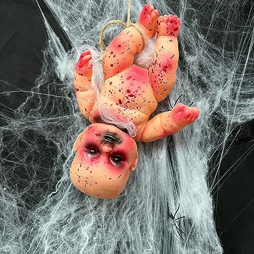 curfair Spooky Decoration Halloween Zombie Baby Doll Haunted House Terror Toy with Realistic Fake Blood Creepy Anime Ghost for Scary Pranks Parties Party Boy