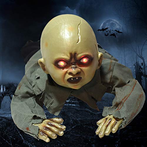 xiuersty Animated Crawling Creepy Doll Baby Zombie Ugly Haunted Ghost Babies Doll Animatronics Haunted Halloween Decor Props Decorations Indoor