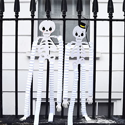 Talking Tables 2x Hanging Skeletons Halloween Party Decorations | Mr & Mrs Paper Honeycombs | Day of the Dead Skulls, Graveyard Props