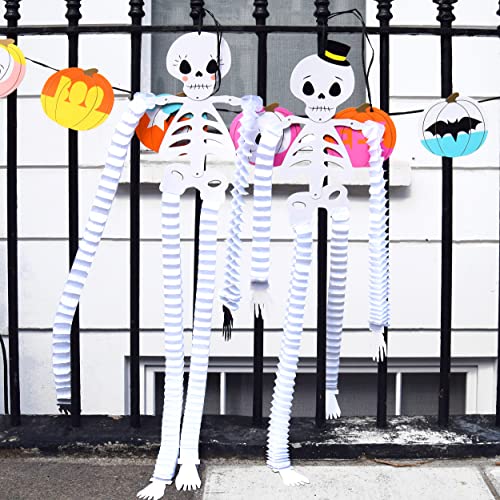 Talking Tables Happy Halloween Party Decorations - 3m Paper Garland with Cute Pumpkins Bats Skulls | Orange Bunting Hanging Banner
