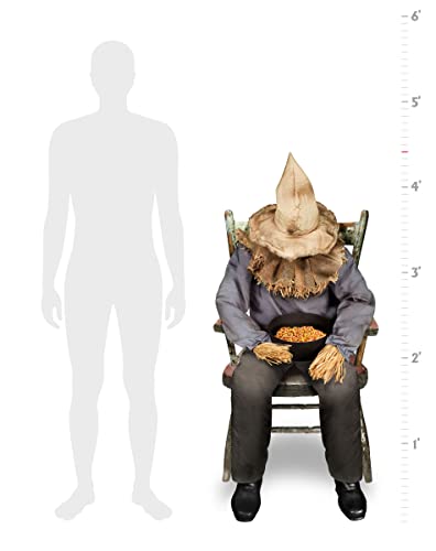 Spirit Halloween Sitting Scarecrow Animatronic | Halloween Décor | Horror Décor | 4.5 Feet | Scary Decoration | Motion and Sound Activated.