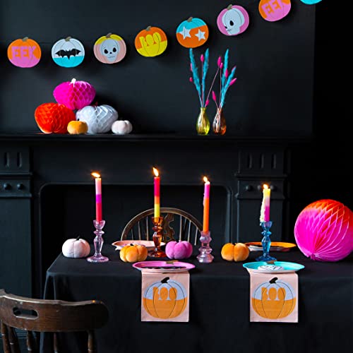 Talking Tables Happy Halloween Party Decorations - 3m Paper Garland with Cute Pumpkins Bats Skulls | Orange Bunting Hanging Banner