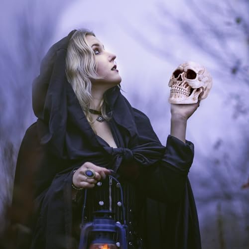 READAEER Life Size Human Skull Model 1:1 Replica Realistic Human Adult Skull Head Bone Model (White)