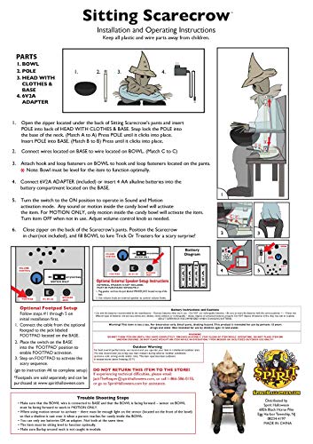 Spirit Halloween Sitting Scarecrow Animatronic | Halloween Décor | Horror Décor | 4.5 Feet | Scary Decoration | Motion and Sound Activated.