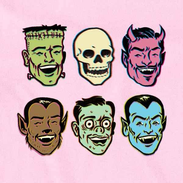 Pop Threads Retro Monster Party Zombie Halloween Vintage Infant Baby Boy Girl Bodysuit Pink 6M