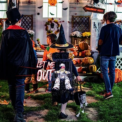 MGparty Halloween Hanging Ghosts Halloween Decor Prop with Motion Sensor Scary Skull Cage Prisoner Spooky Hanging Ghost Light Up Eyes (Stripe)