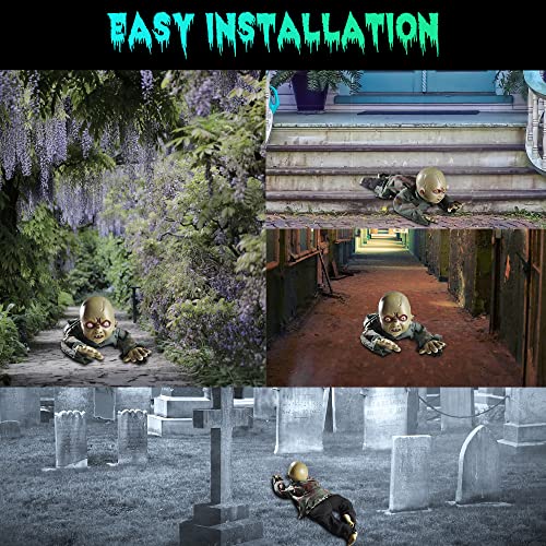 AW Animated Crawling Baby Zombie Scary Ghost Baby Doll Halloween Haunted House Decor Sound Sensor Flashing Eyes