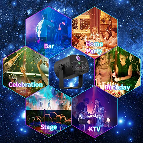 POCOCO DJ Disco Stage Party Lights, Battery Powered Laser Light Sound Activated RGB Flash Strobe Projector with Remote Control for Christmas Halloween Karaoke Pub KTV Bar Dance Gift Birthday