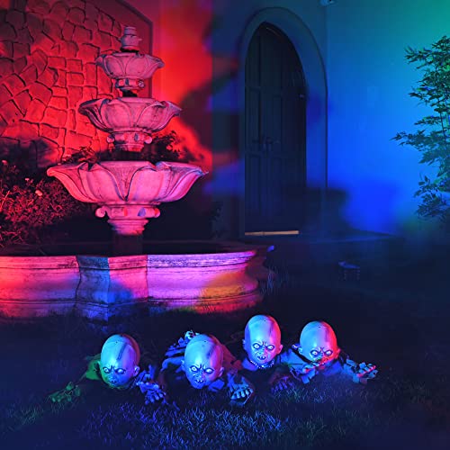 AW Animated Crawling Baby Zombie Scary Ghost Baby Doll Halloween Haunted House Decor Sound Sensor Flashing Eyes