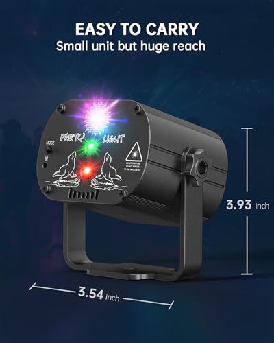 POCOCO DJ Disco Stage Party Lights, Battery Powered Laser Light Sound Activated RGB Flash Strobe Projector with Remote Control for Christmas Halloween Karaoke Pub KTV Bar Dance Gift Birthday