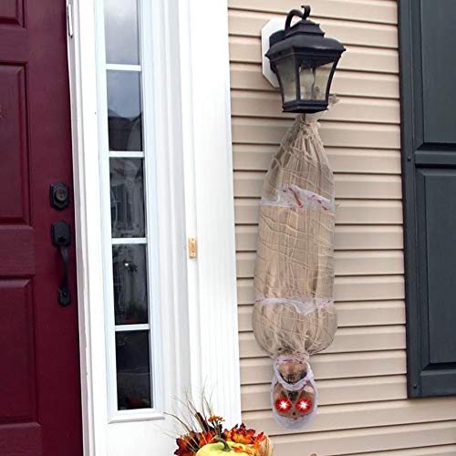 JOYIN 35" Halloween Animated Hanging Corpse with LED Light Up Eyes & Sound Effect for Indoor and Outdoor Decorations