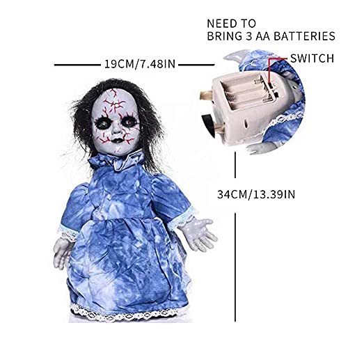 Ochine Halloween Ghost Decoration Scary Haunted House Doll Props Baby Voice Control Creepy Walking Zombie Dolls Light Up Eyes Decor Animated Doll Prop Indoor Outdoor Party Halloween Decorations