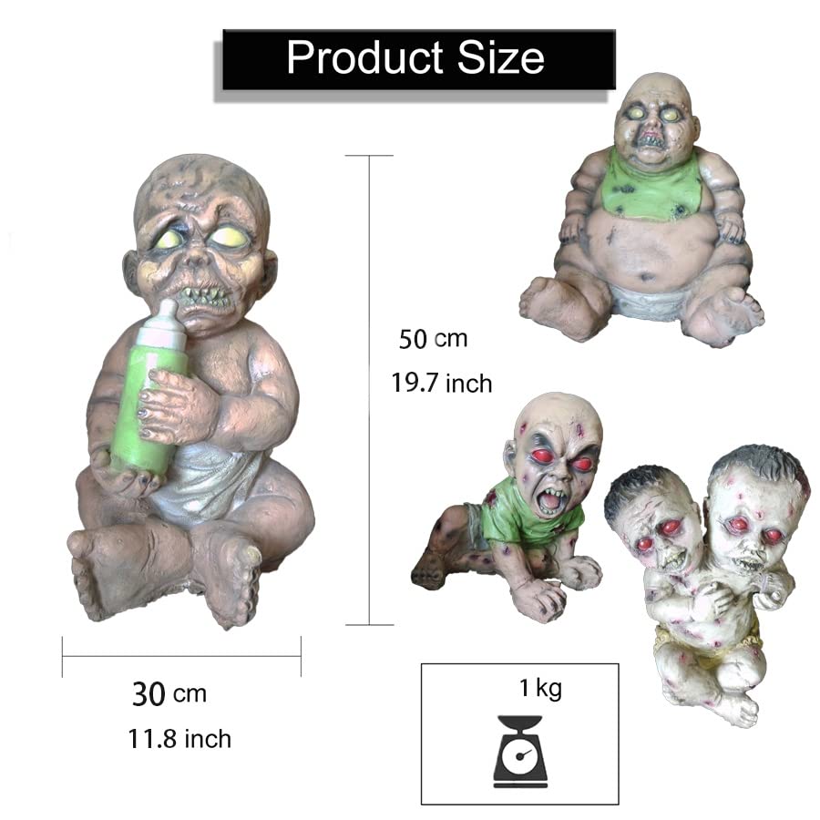 Halloween Ghost Doll Props Scary Haunted House Adornment,Realistically Latex Mummified Ghost Baby Decoration,Creepy Zombie Babies Ugly Devil Statue Tricky Prank Venue Layout Ornament (B4)