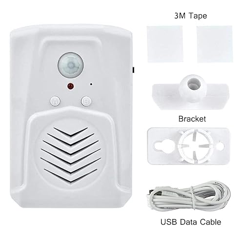PIR Motion Sensor Activated Sound Player Speaker with USB Cable, Download Your own MP3 Audio Files to Play Speech, Music or Sound Effects (White)