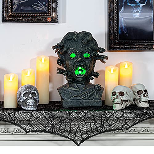 EVAPLUS 12 inch Electronic Animated Medusa Bust,Indoor/Outdoor Halloween Decoration,Creepy Tabletop Decor