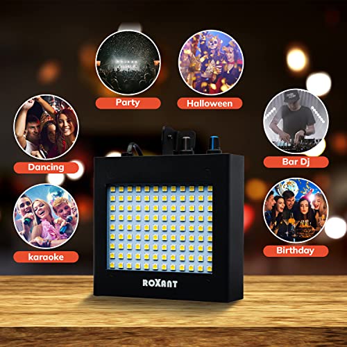 Roxant Pulse Strobe Light Halloween - 108 Super Bright LED Light Bulbs - Manual & Auto Sound Activated | Strobe Light for Parties | Party Lights (Metal Case)