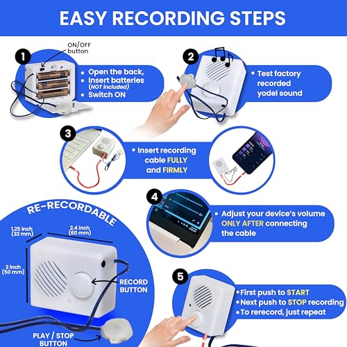 EZSound Box - 10 inch Extension Play Button for Stuffed Animals, Craft Projects, School Presentations, Hobbies, Personalized Items, Model Trains, etc - 200 seconds - Rerecordable thru Audio Port