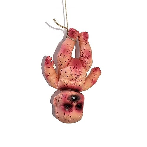 Cathery Halloween Zombie Baby Doll Scary Ghost Haunted Doll Creepy Haunted House Adornment Hanging Ornament Prop for Halloween Decor (Boy-2.36x3.15x8.26inch, One Size)