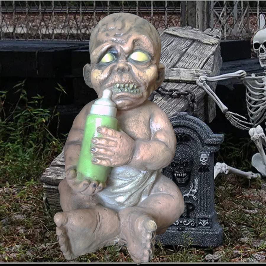 Halloween Ghost Doll Props Scary Haunted House Adornment,Realistically Latex Mummified Ghost Baby Decoration,Creepy Zombie Babies Ugly Devil Statue Tricky Prank Venue Layout Ornament (B4)