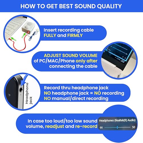 EZSound Box - 10 inch Extension Play Button for Stuffed Animals, Craft Projects, School Presentations, Hobbies, Personalized Items, Model Trains, etc - 200 seconds - Rerecordable thru Audio Port