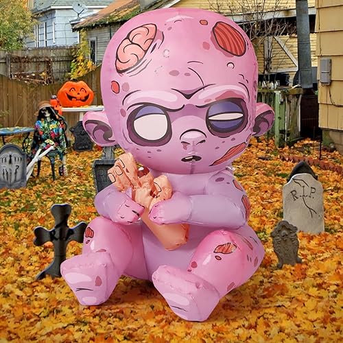 COMIN 3 FT Halloween Inflatables Zombie Baby Outdoor Decorations Blow Up Yard with Built-in LEDs for Indoor Party Garden Lawn Decor