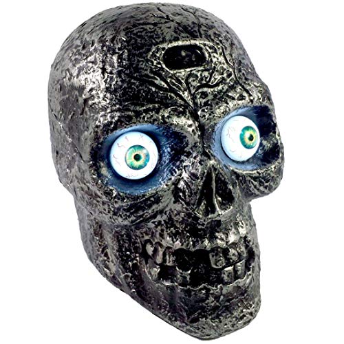 Liberty Imports Sound Activated Skull with Light Up Eyes and Creepy Sounds - Halloween Party Prop Spooky Decoration for Haunted House, Indoor Decor