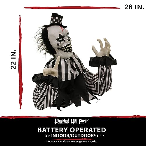 Haunted Hill Farm Scary Talking Groundbreaker Clown, Halloween Animatronic with Motion and Touch Activated Lights and Sounds, Battery Operated Indoor or Covered Outdoor Halloween Decorations
