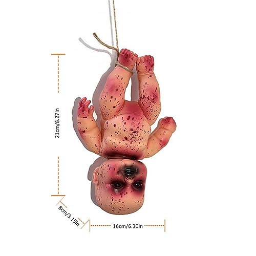 Cathery Halloween Zombie Baby Doll Scary Ghost Haunted Doll Creepy Haunted House Adornment Hanging Ornament Prop for Halloween Decor (Boy-2.36x3.15x8.26inch, One Size)