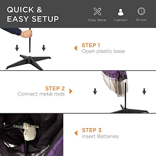 Best Choice Products 5ft Halloween Animatronic Witch, Wicked Wanda Standing Poseable Figure Decoration w/Pre-Recorded Phrases, LED Glowing Eyes, Adjustable Arms