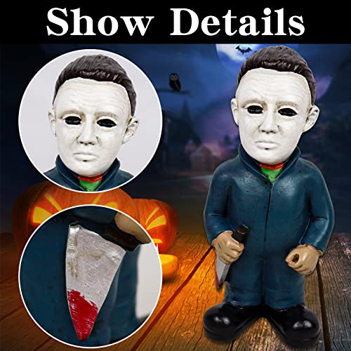 Cafele Horror Movie Garden Gnomes Michael Myers Statue Freddy Jason Scream Action Figure Outdoor Halloween Decorations Collectibles (4pcs)