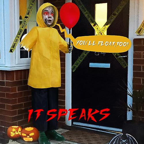 4 Ft Scary Animatronic Prop with Glowing Balloon