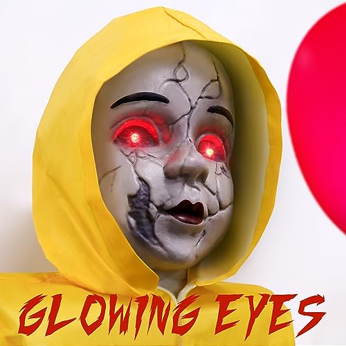 4 Ft Scary Animatronic Prop with Glowing Balloon